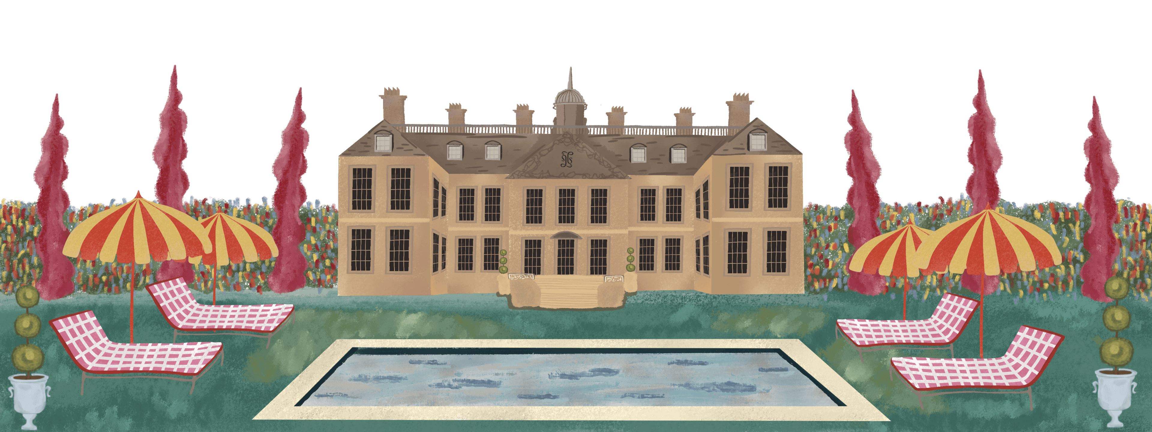 Solènee illustrated manor landscape